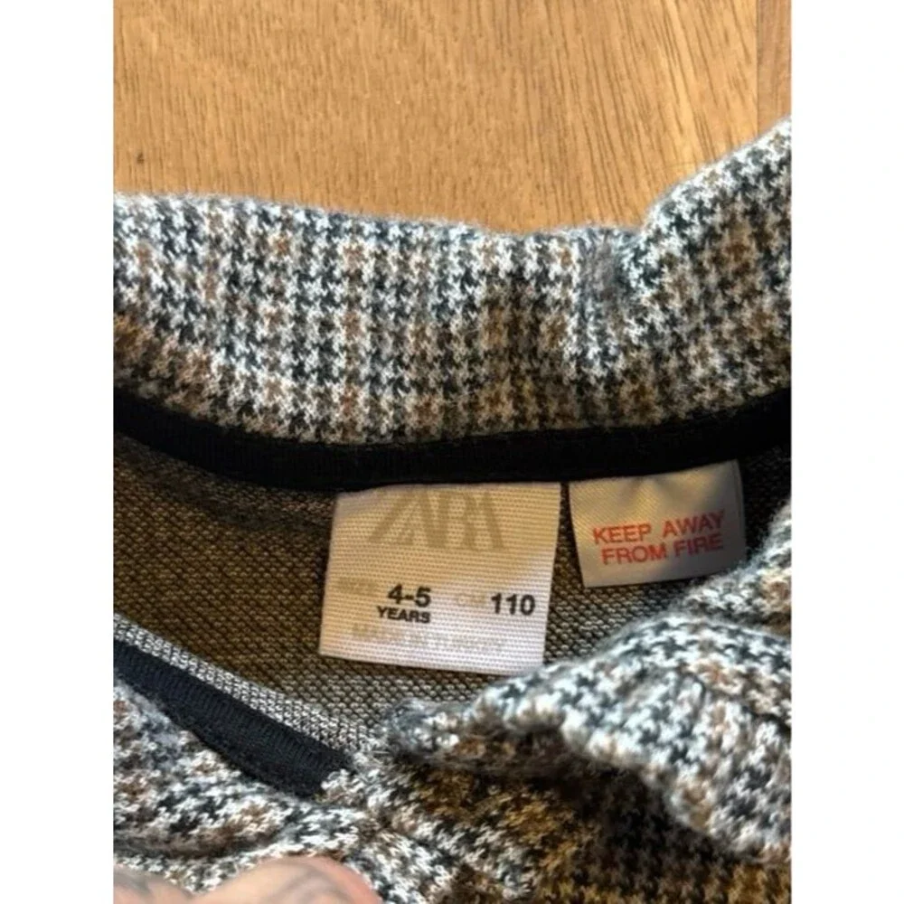 ZARA Girls Plaid houndstooth peter pan Collared Dress